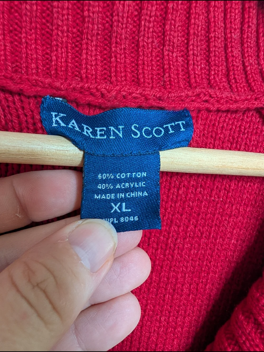 Karen Scott Cardigan Sweater Women's Size XL Red Shawl Collar Button Front